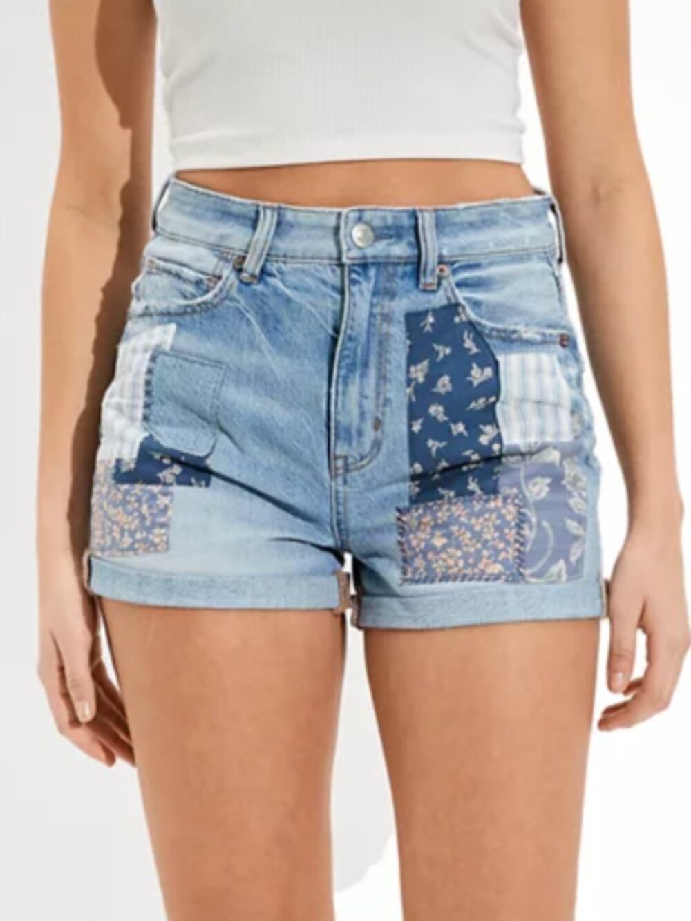 American Eagle Patchwork Mom Denim Shorts | Size 2